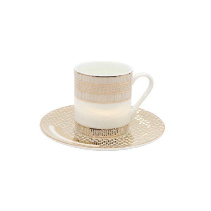 Coffee & Tea Zarina Tableware Espresso Cups | Set Of 6 Studio Gold Espresso Cups And Saucers