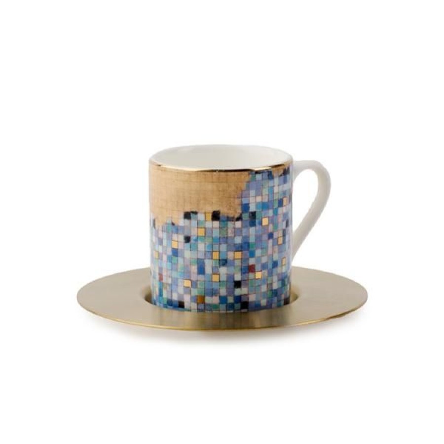 Coffee & Tea Zarina Tableware Espresso Cups | Set Of 6 St. Tropez Espresso Cups With Brass Saucers
