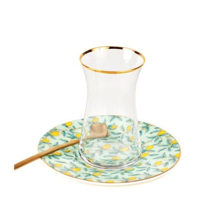 Coffee & Tea Zarina Tableware Istikanahs | Set Of 6 Lemon Istikanahas