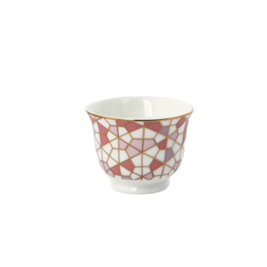 Coffee & Tea Zarina Tableware Arabic Coffee Cups (Finjans) | Set Of 6 Geo Pink Arabic Coffee Cups