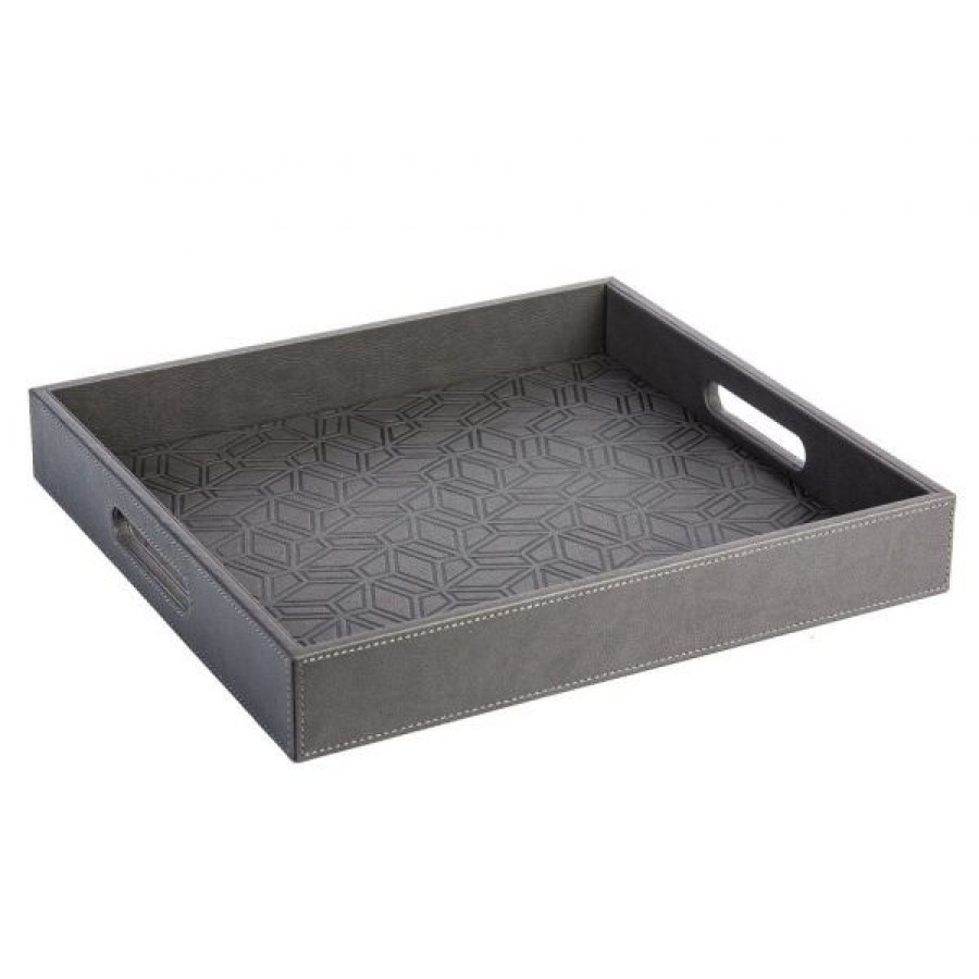 Tabletop Silsal Serving Trays | Engraved Kunooz Tray – Charcoal (L)